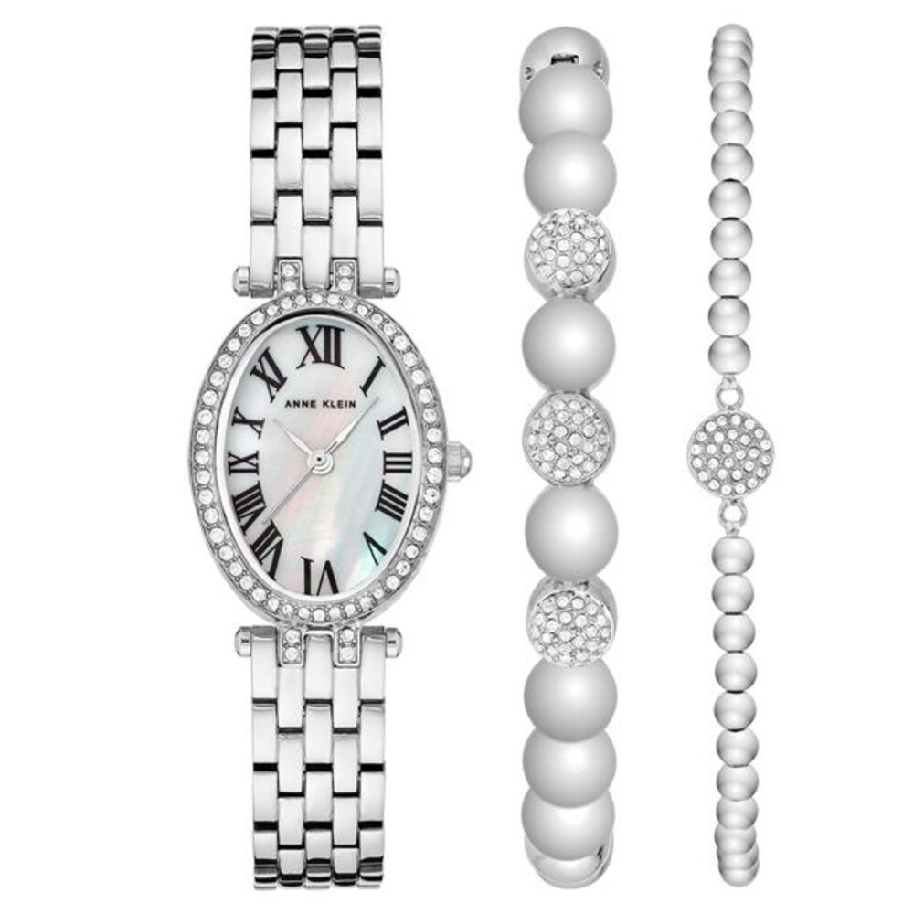 Anne Klein Petite Silver-Tone Oval Case Ladies Watch AK-3971SVST